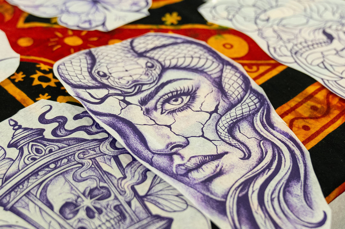 stencils laying on table, that demonstrate the detail from InkJet Stencils(R) ink and paper